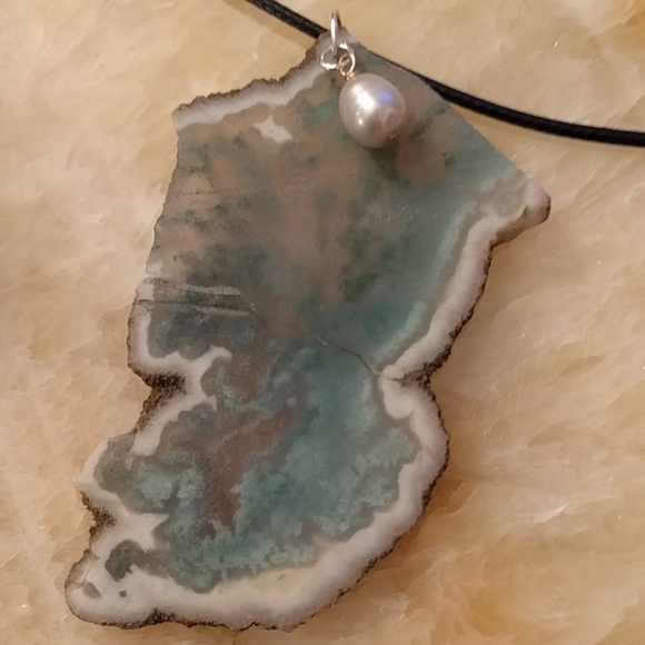 Gemerosity Jewelry - Moss Agate + Pearl Necklace